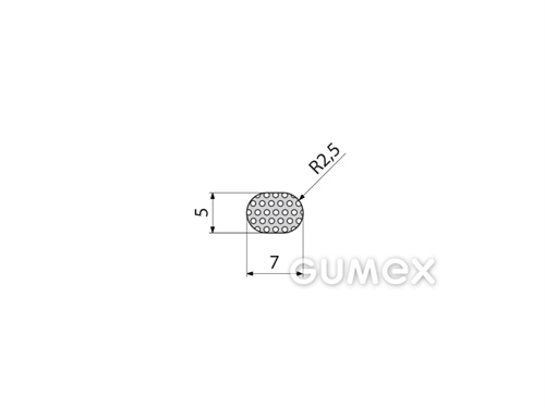 Mikroporézny profil tvaru "I", 5x7mm, hustota 500kg/m3, EPDM, -30°C/+80°C, čierny